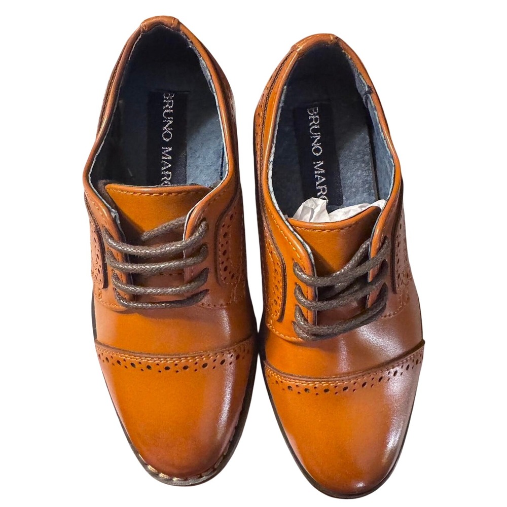 Bruno Marc Boys Prince_K1 Brown Cap Toe Brogue Oxford Dress Shoes Size 9 Toddler